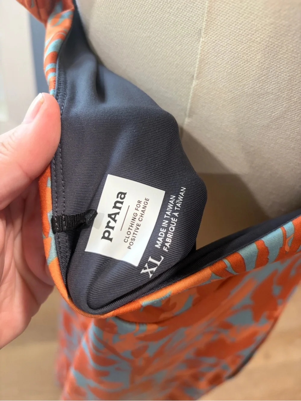 prAna XL Floral Open Back Midi Dress Orange Blue Sleeveless Racerback Dress